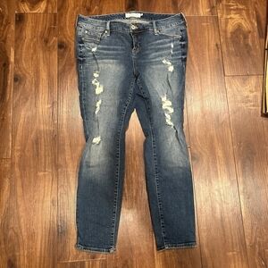 Torrid Blue Distressed Skinny Jeans